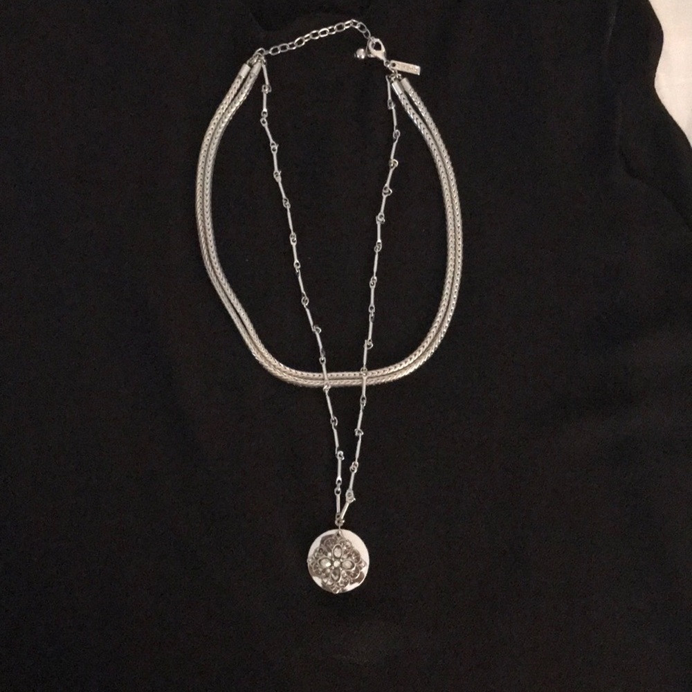 White House Black Market 3 strand silver necklace.